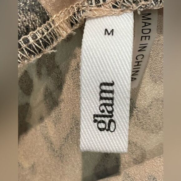 Glam Leopard Print Tie Front Skort With Side Zipper Tan Black Size Medium - Picture 8 of 9